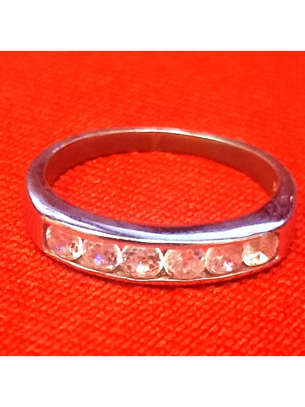 Sterling Silver 925 Bridal Wedding Band Channel Setting Size 8